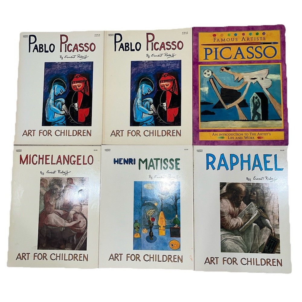 6 Art Books Lot Picasso Raphael Matisse Michelangelo Famous Artists Children